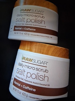 RAW SUGAR MICRO SCRUB Himalayan Salt Hyaluric Acid & Coconut Oil Lot Of 2