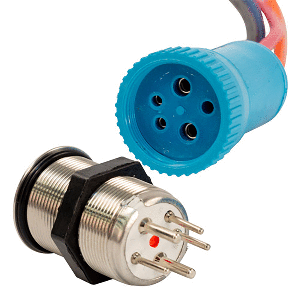 Bluewater 22mm Push Button Switch - Off/(On) Momentary Contact - Blue/Red LED - - Picture 1 of 1