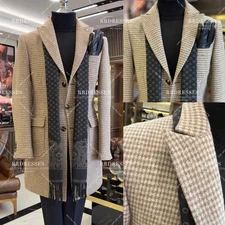 Business Men's Overcoat 100% Cashmere Officla Mid-Length Suit Warm Jacket Coat