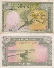 South Vietnam 5 Dong ND 1955 P 2 VF