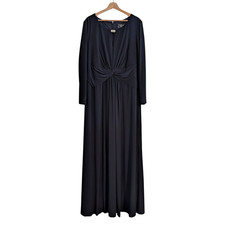 Alex Evenings Twist Front Maxi Dress Blue Jewel Brooch Wedding Plus Size 20W