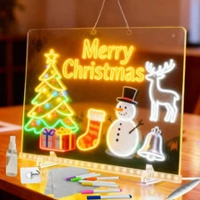Large LED Drawing Board for Kids (13.7"x10") – 7-Color Glowing Doodle & Writin