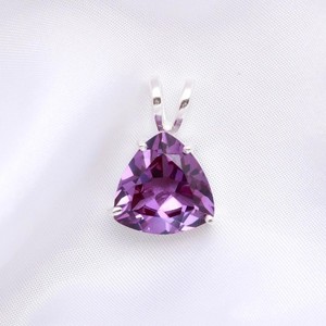 Authentic Color Changing Alexandrite Trillion Pendant 925 Sterling Silver Jewelry For Her