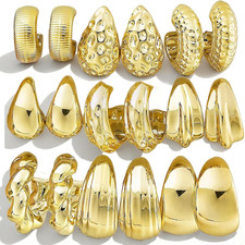 9 Pairs Gold Hoop Earrings for Women Trendy, Thick Twisted Gold Earrings Lightwe