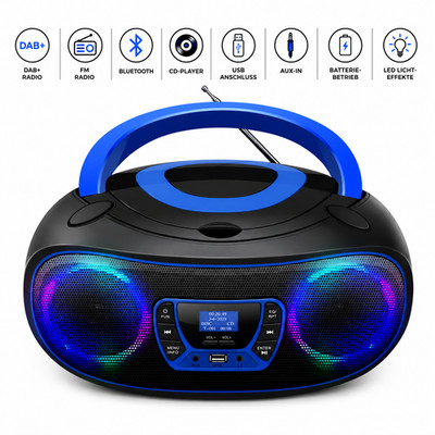 CD Player mit Radio DAB+ FM Bluetooth USB Boombox Digitalradio Tragbar Kinder
