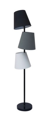Moderne Stehleuchte DJERE Grau Leinen Schirme 163cm Design Stehlampe Wohnzimmer