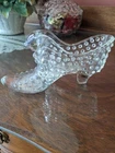 Vintage Fenton Hobnail Cat Kitten Head Glass Slipper Shoe Opalescent 5”