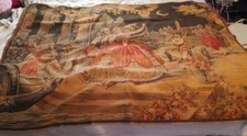 VINTAGE TAPESTRY FRENCH COURTING GARDEN SCENES HISTORICAL ANTIQUE WALL HANGING