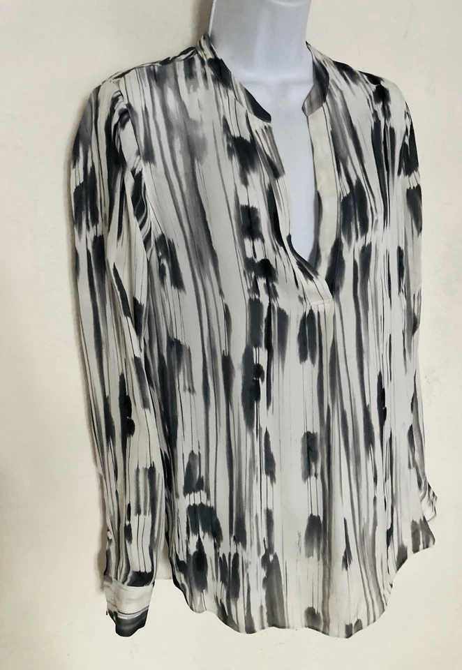 Blusa túnica Vince aquarela estampa geo tie dye 100% seda $345 varejo 6 - Imagem 2 de 4