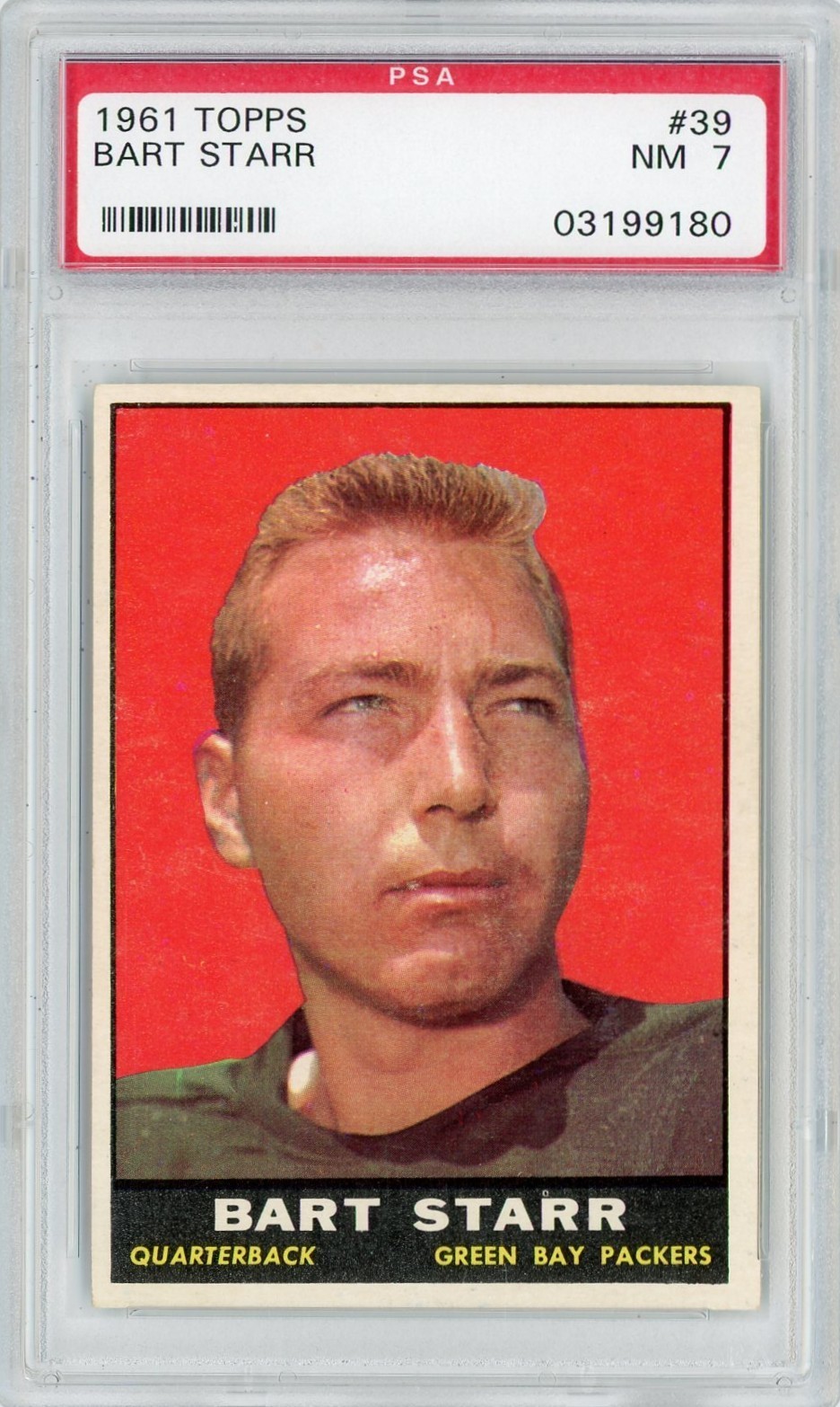 1961 Topps Football Bart Starr PSA 7 Near Mint #39 Vintage Green Bay Packers NFL