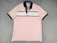 Tommy Hilfiger Polo Shirt Men Extra Large Pink Cotton Blend Short Sleeve Slim