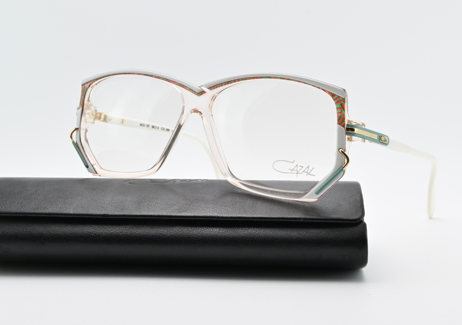 CAZAL Brille 197 Col 285 58-13 130 Vintage 80s Wei Trkis Glanz Gold Butterfly 55190₽