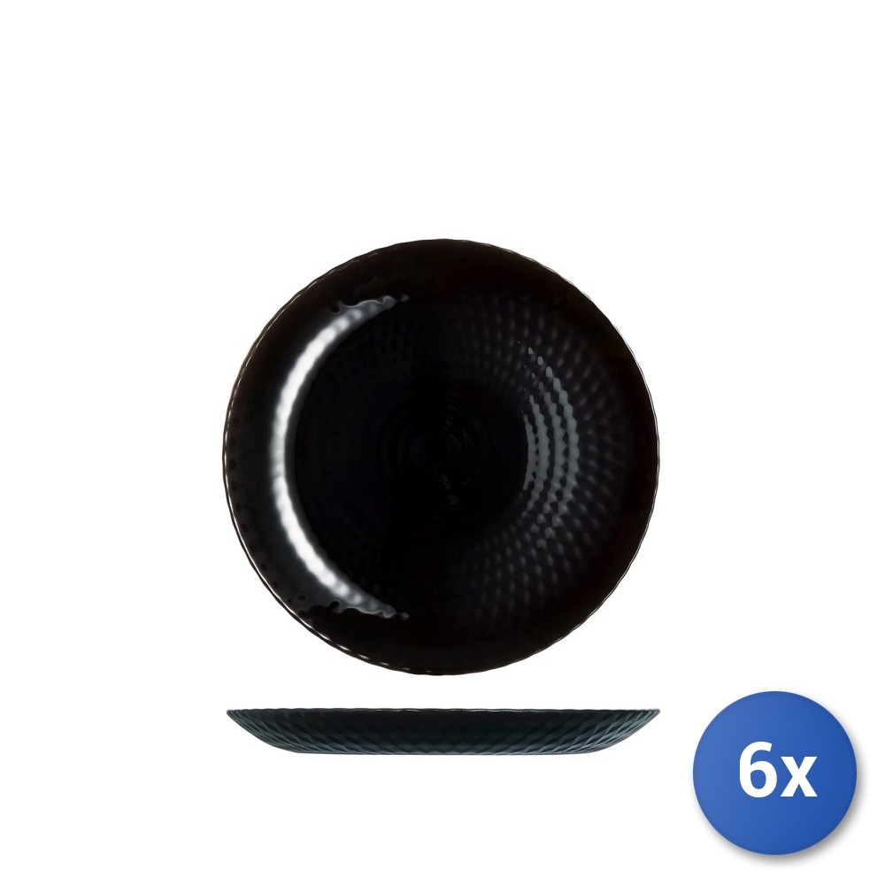 6X Opal Glass Plate Pampille Black, Fruit, 19Cm