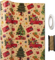 Geschenkpapier Weihnachten 1 Rolle Braunes Recycling-Kraftpapier 43Cm X 3 StüCk