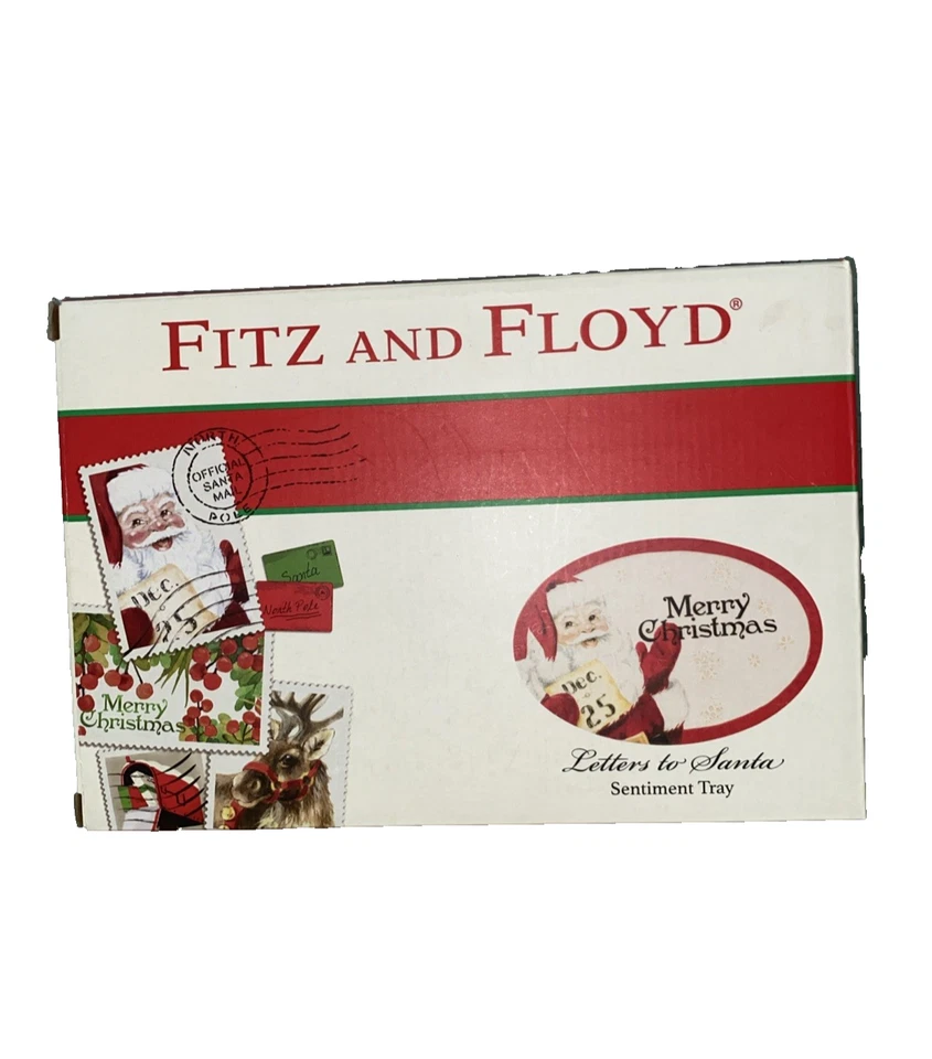 Fitz and Floyd Ceramic 'Letters to Santa' Sentiment Tray Hand-Painted Boxed EUC! - Image 2 of 4