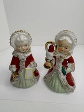 Vintage UCAGCO Japan Christmas Angel's-Spaghetti Trim porcelain Figurines