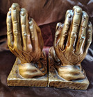 Vintage Lego Japanese Gold Ceramic Praying Hands Bookends — photo 4