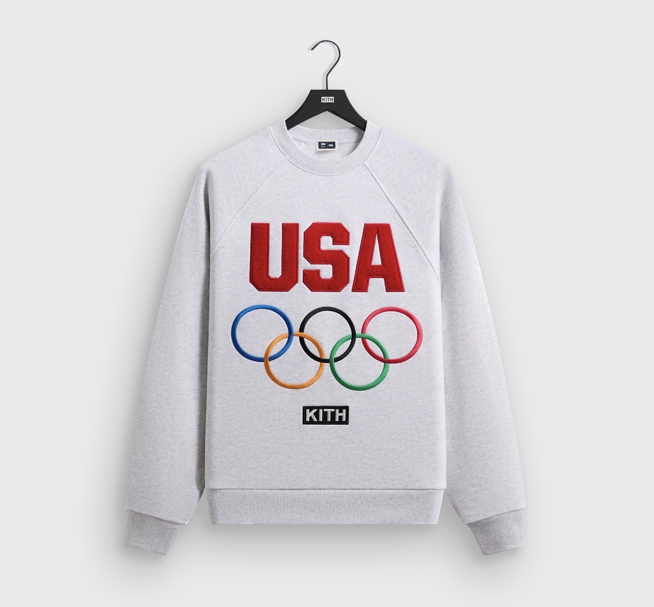 Kith for Team USA Raglan Nelson Crewneck Light Heather Grey Sz XL NWT
