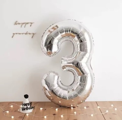 40'' Riesen Folienballons Silber Zahlen 0-9 Luft Helium Geburtstag Party Ballon Alter
