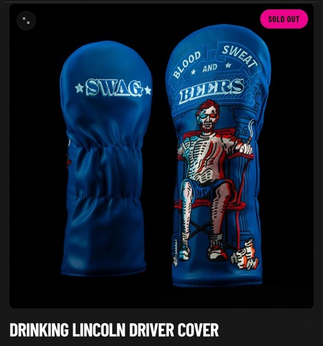 Limited Edition Swag Golf Drinking Lincoln Driver Cover New Sealed -Sold Out - Picture 4 of 4