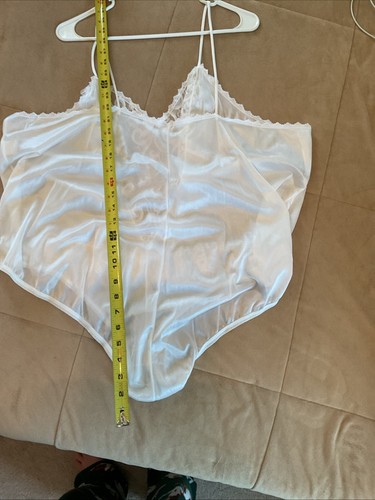 Vtg 80s NWT Nylon Teddy Chiffon Robe Set Lingerie 3x White Bridal Ruffles NOS - Picture 6 of 9