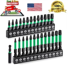 27PCS Impact Torx Bit Set (TT7-TT40), S2 Steel Security with Tamper Proof & Magn