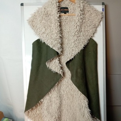  QED London Womens Gilet One Size Faux Suede Fur Green Jacket 