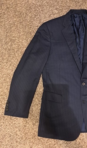 Blazer Brooks Brothers Traje de Lana Saxxón Polar Dorado Azul Marino Oscuro Italia 44 XL/38W - Imagen 2 de 15