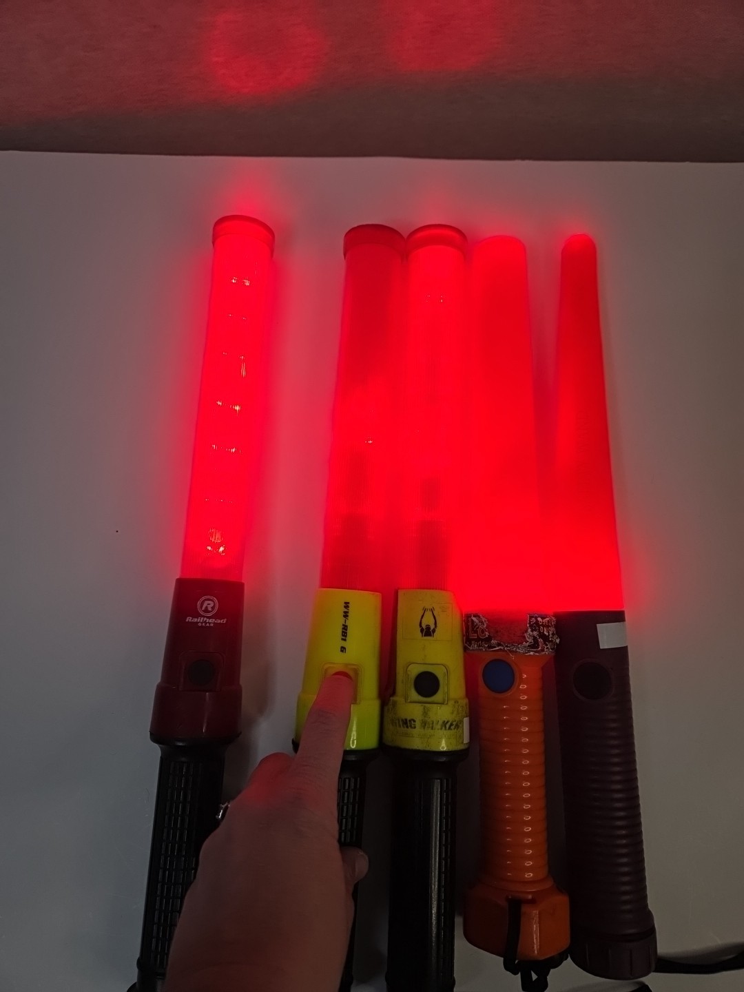 Lot Of 5 Misc LED Traffic Wand Safety Baton Orange Different Brands 