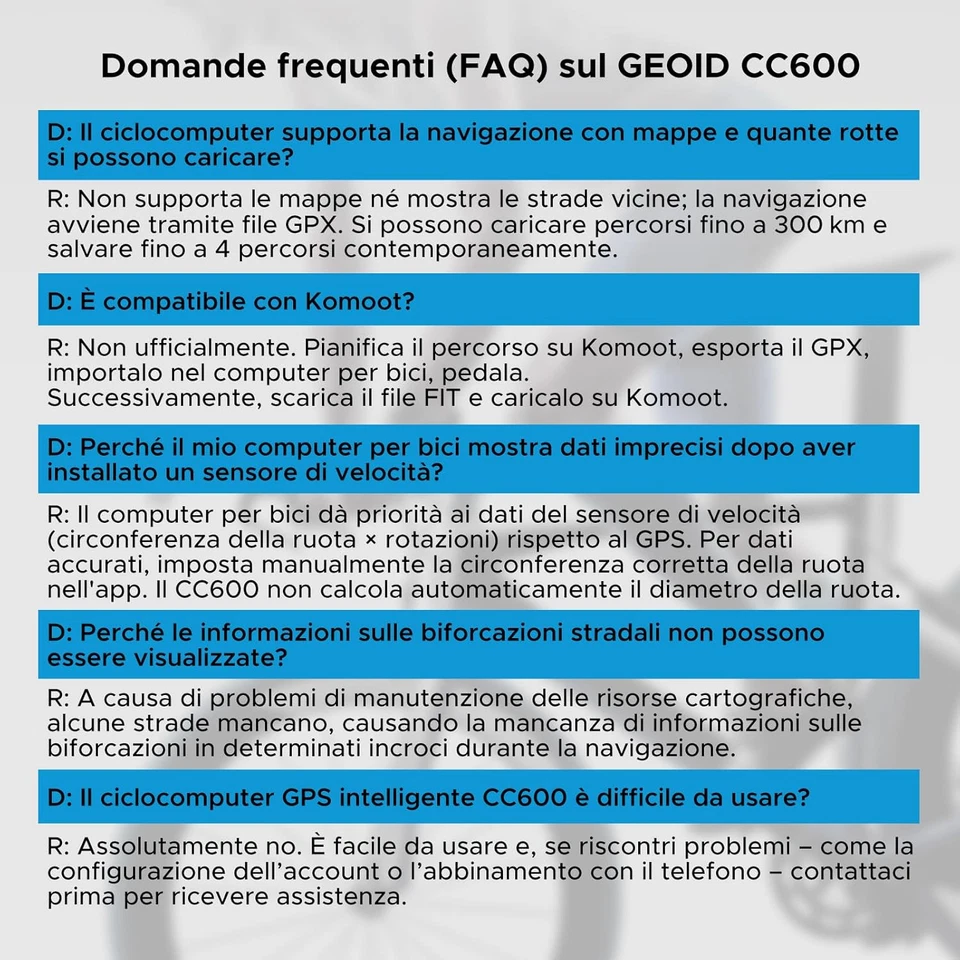 CC600 Ciclocomputer Bici GPS, Navigazione, 2,4" Schermo a Colori, Allenamento Ci - Immagine 2 di 4