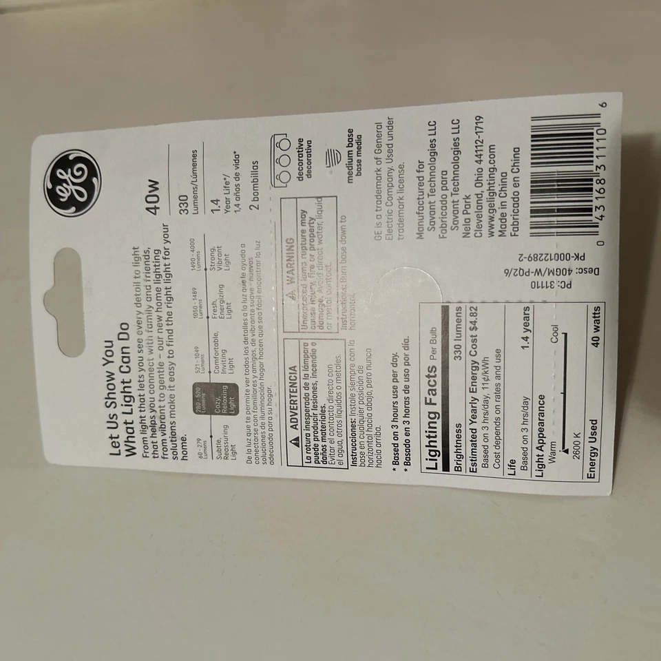 24 GE 40w Soft White Globe G16 1/2 Shape 31110 Decorative Cozy Light Bulbs E26 - Image 3 of 4