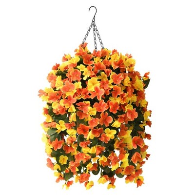 INQCMY Artificial Hanging Flowers Basket for Fall Autumn Outdoor Decor,Faux S...
