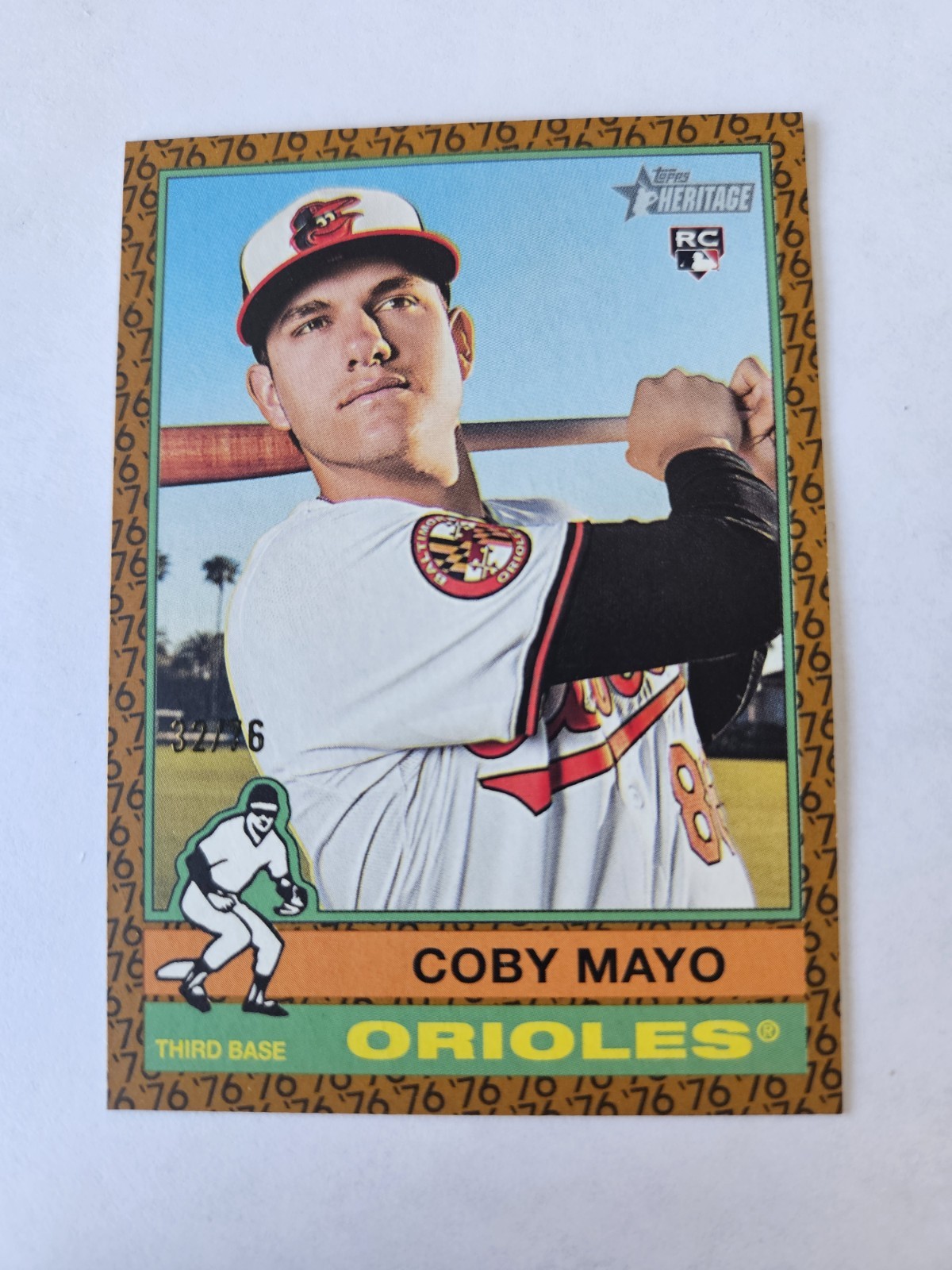 Coby Mayo Rookie /76 2025 Topps Heritage Baseball Card 340