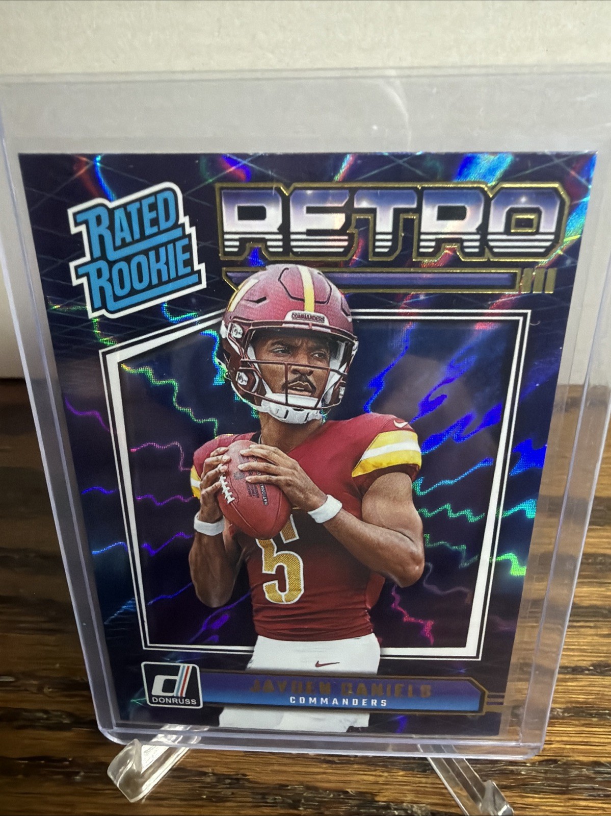 2024 Panini Donruss Jayden Daniels Retro Rated Rookie RC #11 Blue Electric