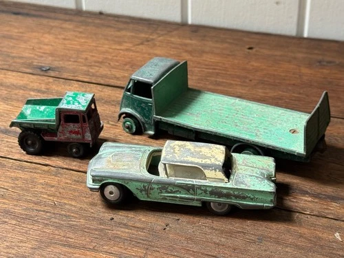 Vintage x3 DINKY GUY Lorry CORGY 1959 Ford Thunderbird LESNEY Muir Hill Dumper