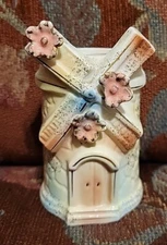 Vtg Tilso Japan Windmill Planter Vase Art Pottery Ceramic Small  4.5"