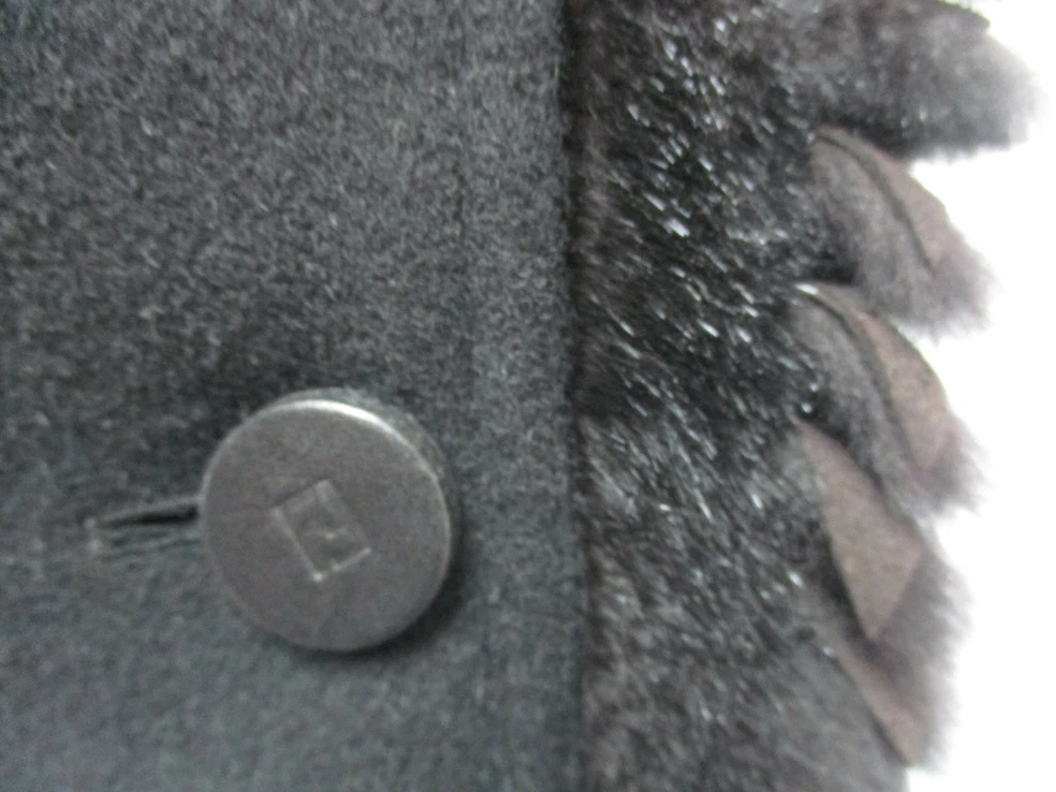 Chaqueta blazer FENDI negra lana-alpaca piel almizclera flecos talla 44/10 Foto 4 de 4