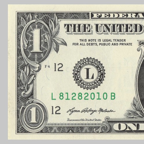 2010 Year Date Note Fancy Serial Number One Dollar Bill - Picture 4 of 12