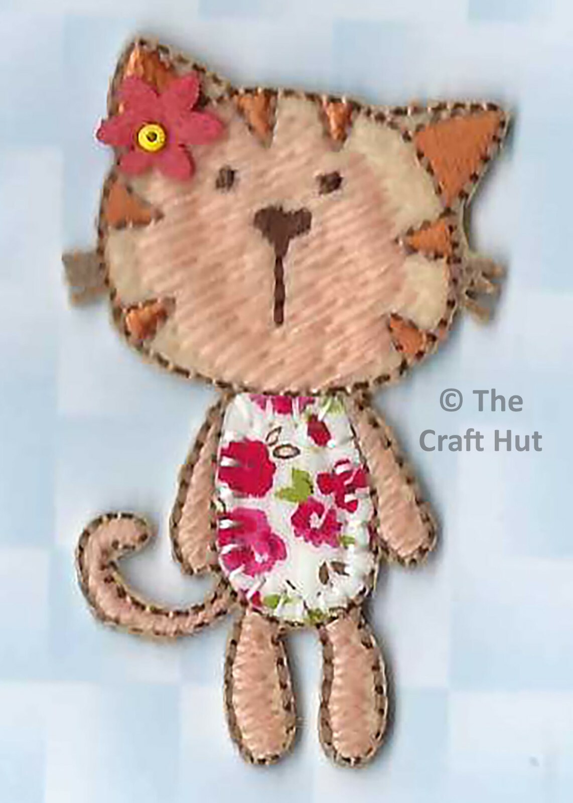 Iron On or Sew On Motif Craft Factory Novelty Patch Floral Kitty Cat Kitten New