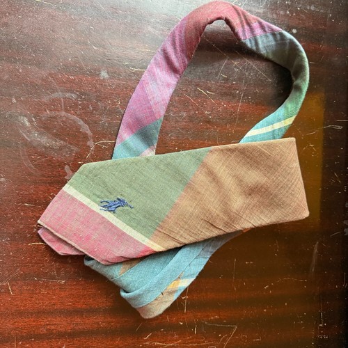 Vintage Polo Ralph Lauren Madras Cotton Tie Multicolor Plaid 60X3.25” Preppy