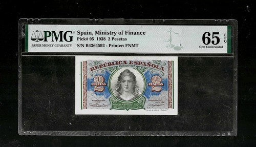 Spain | 2 Pesetas | 1938 | P# 95 | PMG 65