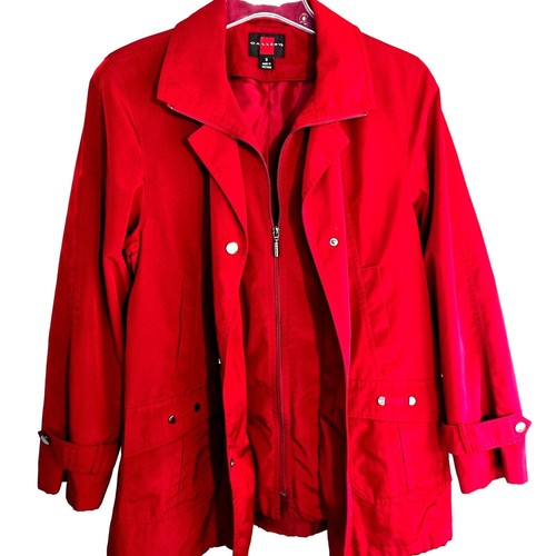 Gallary Womens Red Trench Coat Small S Petite P Misses Size 4 6 Junior