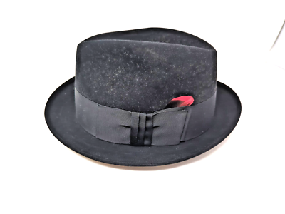 Knox New York black vintage men's fedora black hat 7 1/4 Knox New York black vintage men's fedora black hat 7 1/4