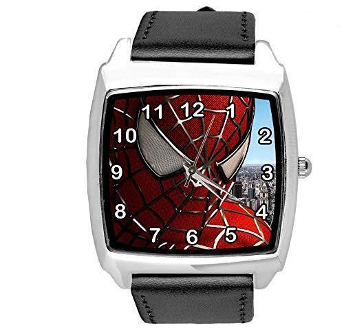 Black Leather Square Watch for Fans of Superheroes e1 - Afbeelding 1 van 1