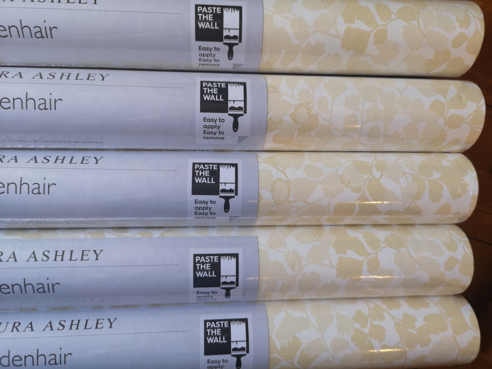 Price per roll Laura Ashley Maidenhair Gold Wallpaper NEW Fern Same