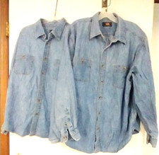 Vintage Route 66 Shirt Mens XL Denim Button Up Long Sleeve Lot of 2 Cotton
