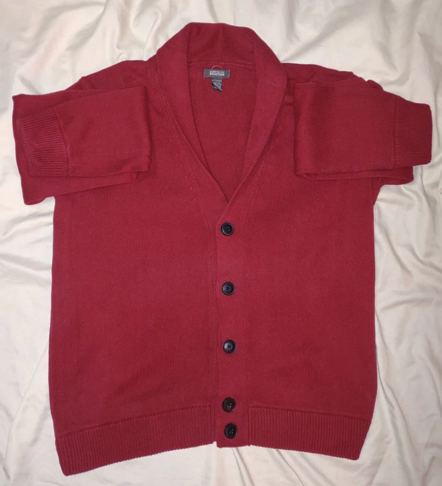 Kenneth Cole Reaction Suéter Cárdigan Para Hombre Talla XL Chal Cuello Rojo Regalo Foto 3 de 4
