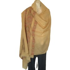 100 Yak Wool Shawl Handloomed Reversible Beige