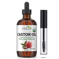 Milania Castor Oil 2oz Organic, Extra Strength, Serum for Eyelashes, Eyebrows,