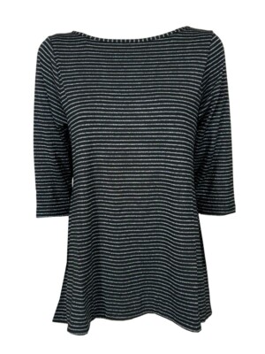 Orimusi Women's Flared T-Shirt With Small Stripes Camelia Lurex